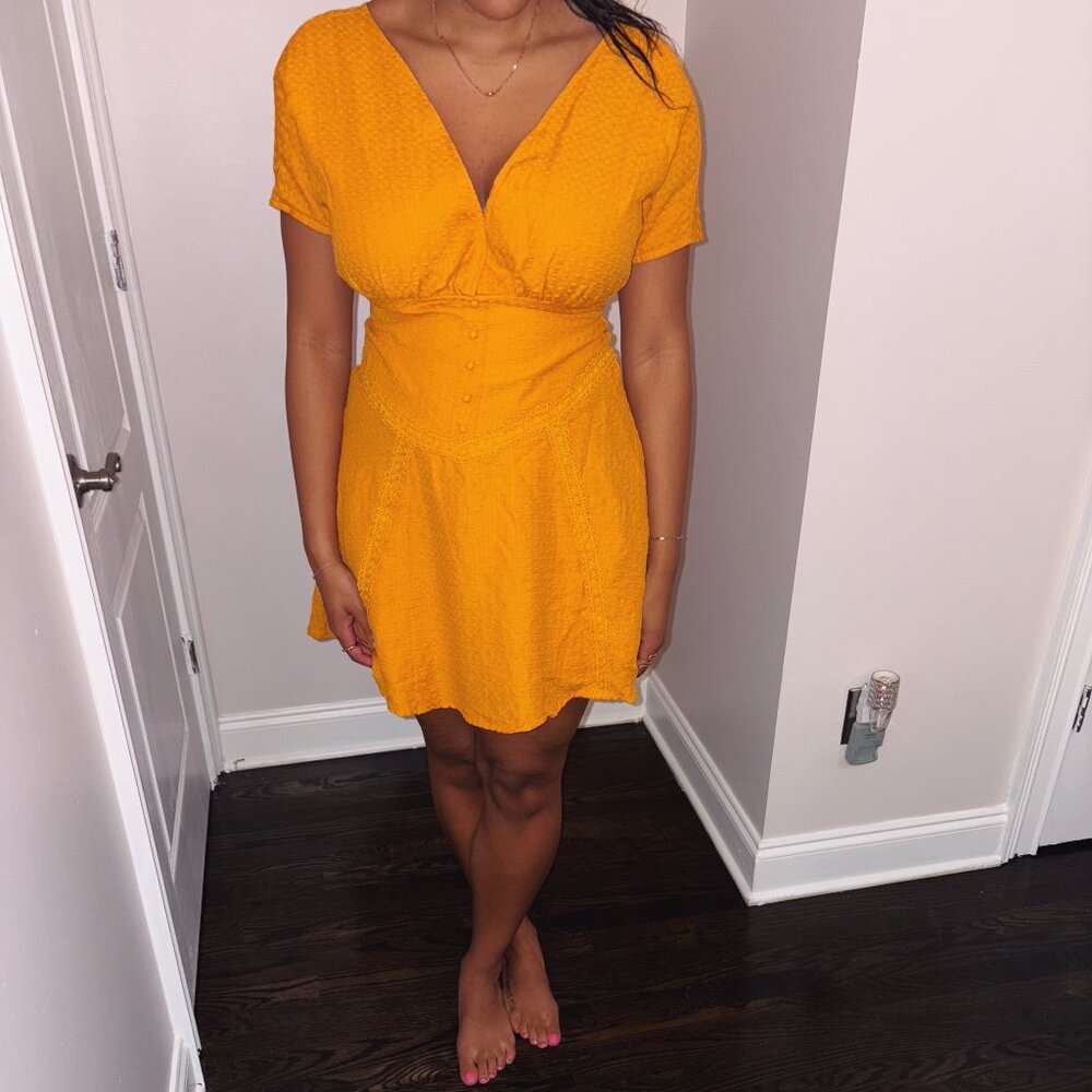 Summer Floral Yellow Mini Dress